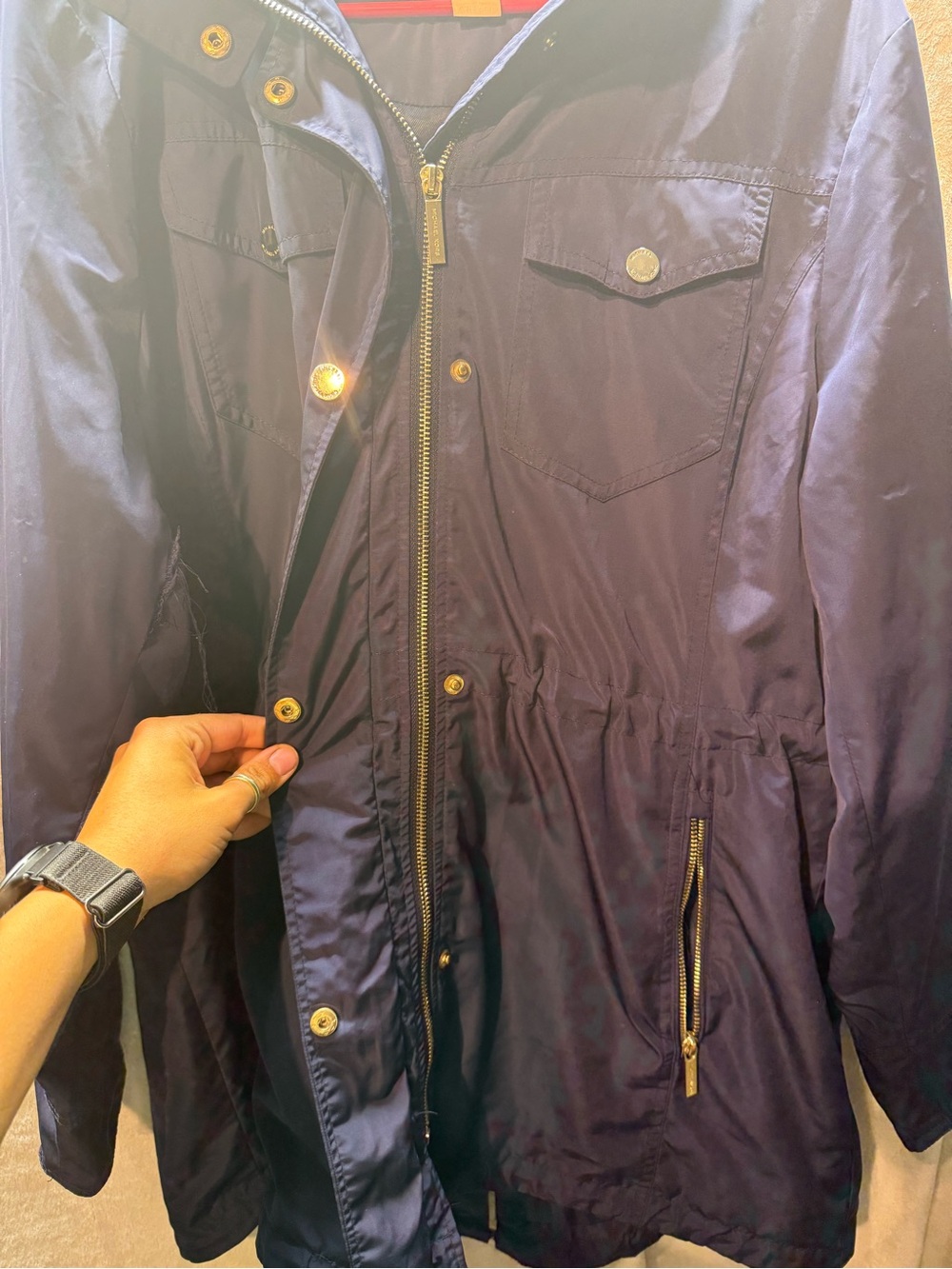 Michael Kors Navy Utility Hooded Jacket - Picture 5 of 6